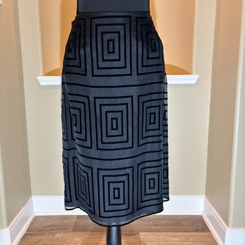 ❣️ NWT C'EST City Black GLAM Silk Rayon Dramatic Straight Skirt Size 12